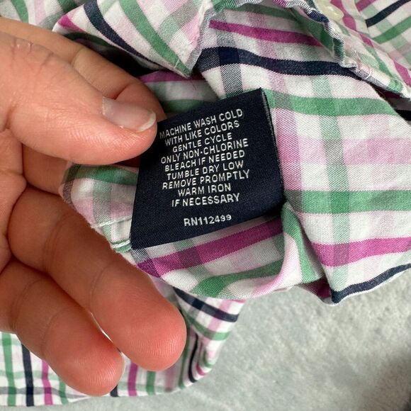 Tailorbyrd Shirt Mens Medium Pink Green Plaid Flip Cuff Button‎ Up Pocket - Picture 9 of 13